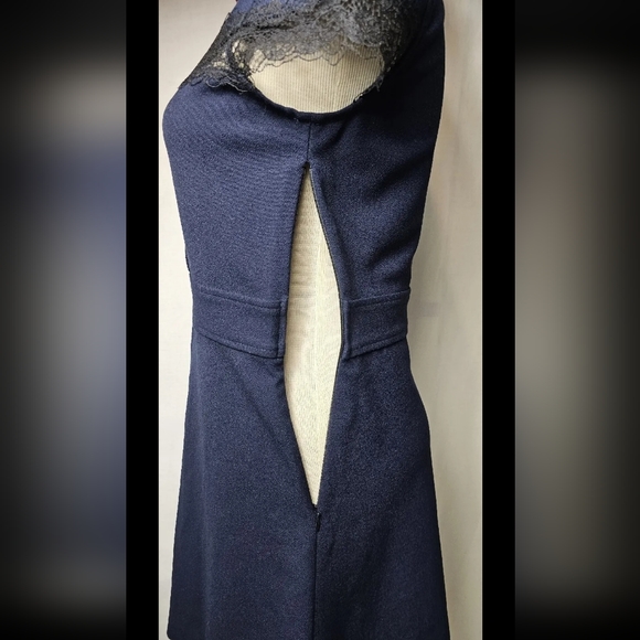 MAJE Riloid Navy Lace Trim Collared Dress Sz 1 As seen on TV Charmed - Picture 8 of 14
